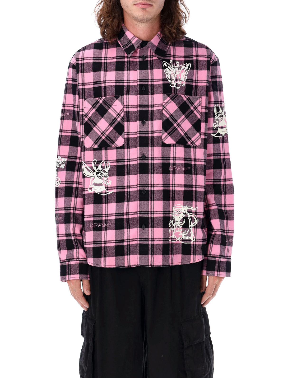 OFF-WHITE Character Check Flannel Shirt - Relaxed Fit, Size 50