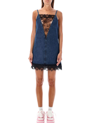 OFF-WHITE Women's Mini Denim Dress with Lace Details