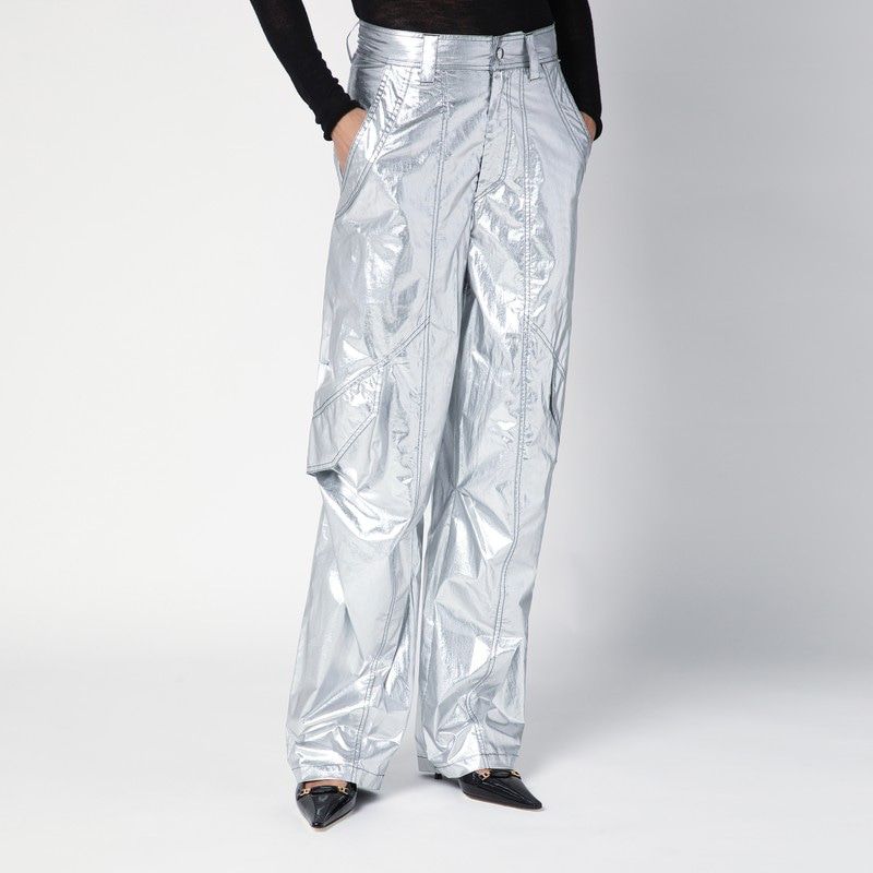 ISABEL MARANT Luminous Silver Cargo Trousers