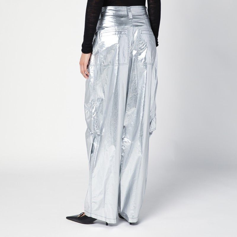 ISABEL MARANT Luminous Silver Cargo Trousers