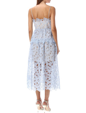 SELF-PORTRAIT Elegant Light Blue Lace Midi Dress