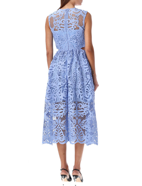 SELF-PORTRAIT Elegant Lace Midi Dress with Waist Cut-Out