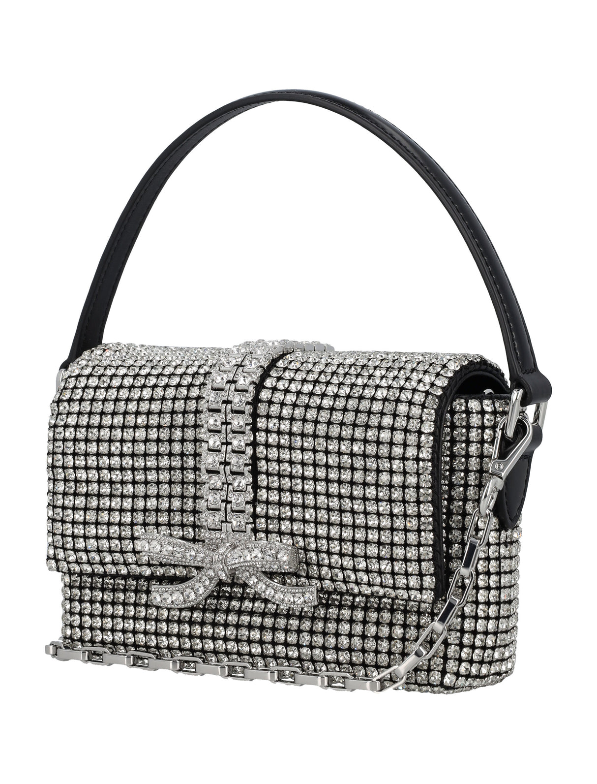 SELF-PORTRAIT Glamorous Mini Rhinestone Handbag with Diamantè Bow - 13x17x5.5 cm