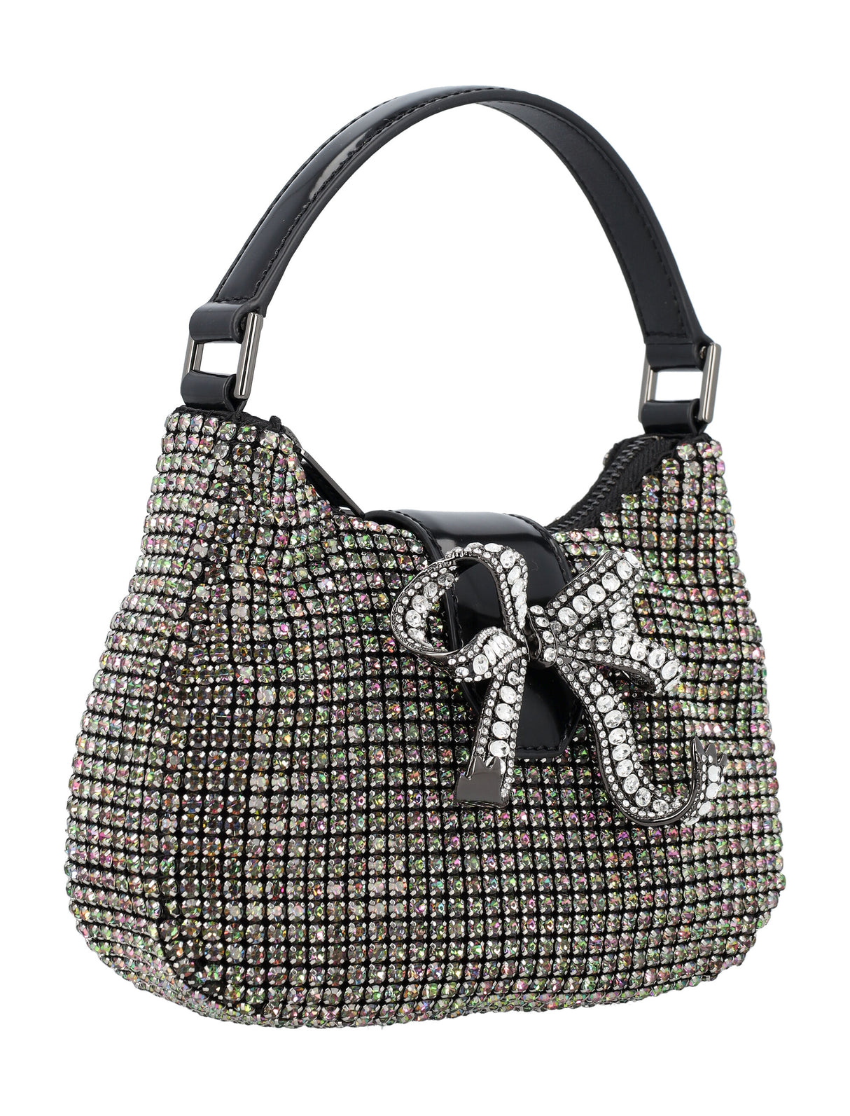 SELF-PORTRAIT Stellar Mini Crescent Handbag with Rhinestones