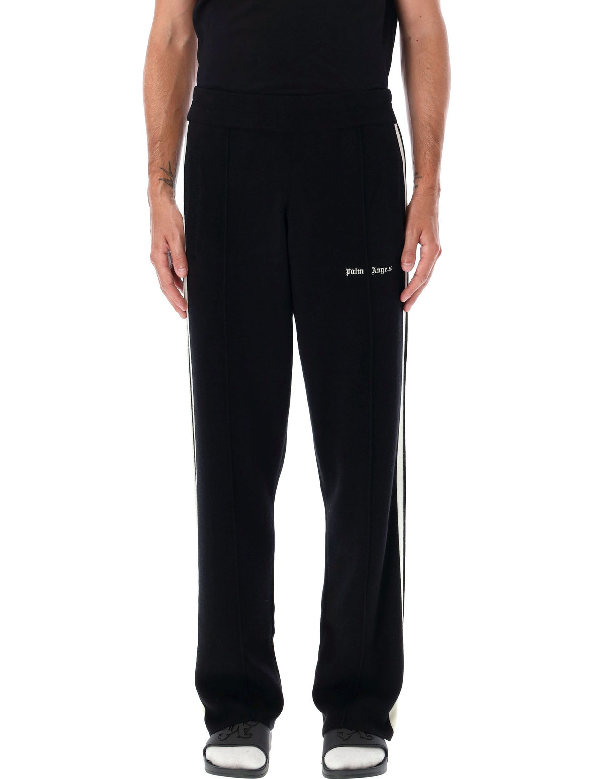 PALM ANGELS Luxury Knit Joggers with Side Stripe - L Size