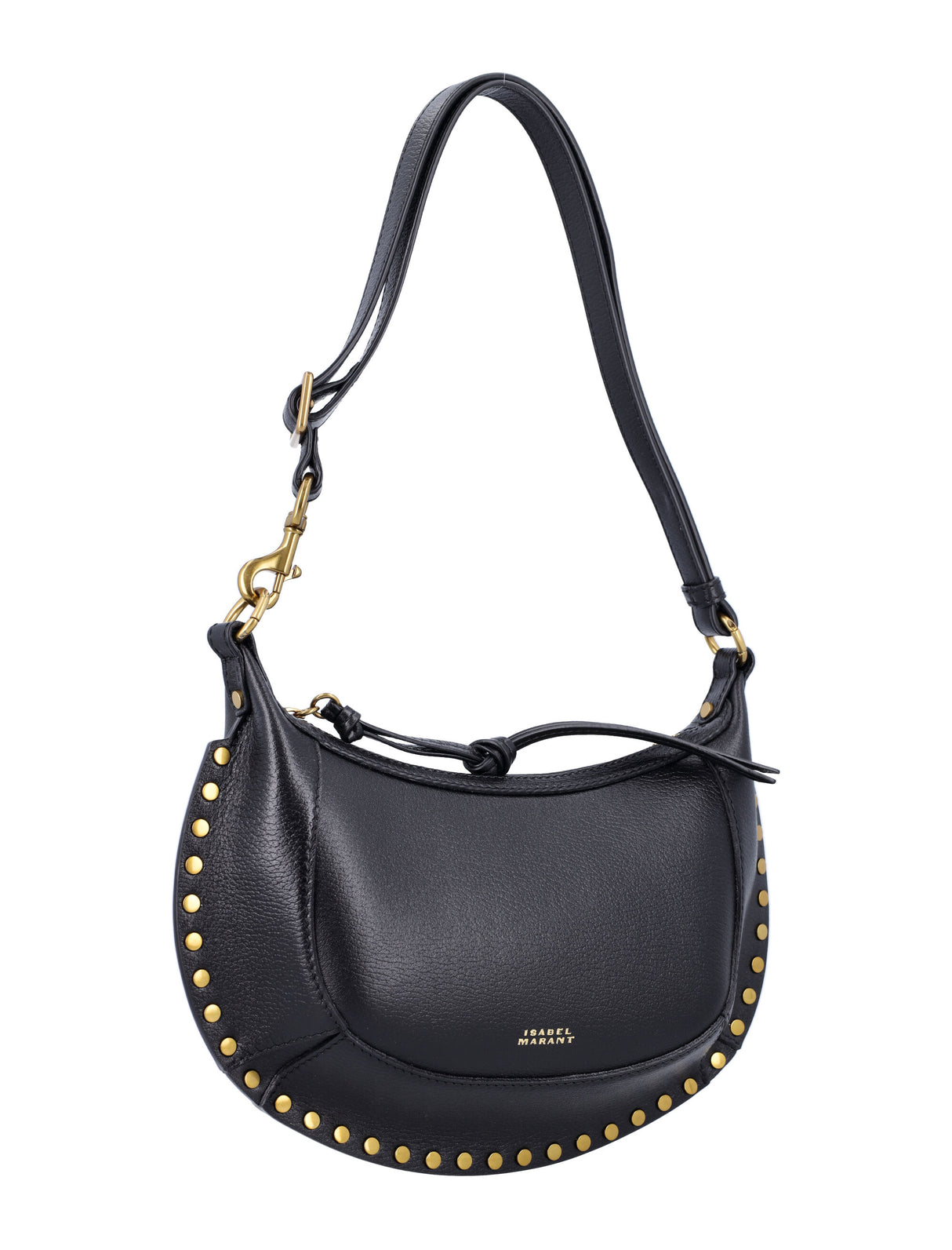 ISABEL MARANT Mini Moon Crossbody Bag in Grainy Black Leather (H 6.7" x W 9.8" x D 3.1")