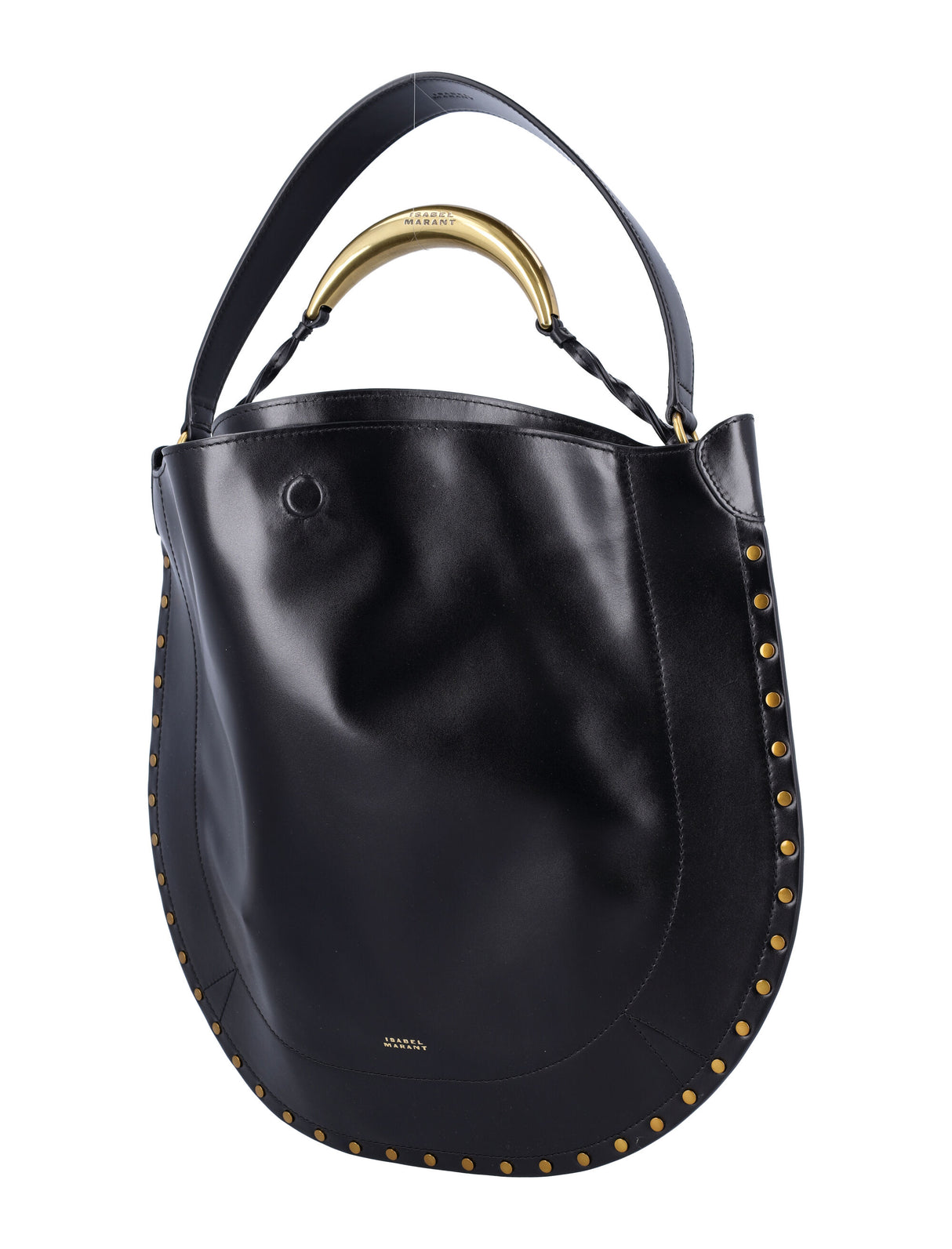 ISABEL MARANT Elegant Sculptured Leather Hobo Bag with Gold Stud Accents - 39.5H x 41W cm