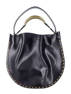 ISABEL MARANT Elegant Sculptured Leather Hobo Bag with Gold Stud Accents - 39.5H x 41W cm