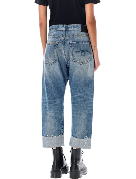 R13 Crossover Distressed Jeans in Jasper Blue