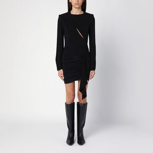 ISABEL MARANT Elegant Black Draped Mini Dress with Cut-Out Detail