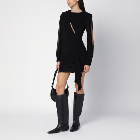 ISABEL MARANT Elegant Black Draped Mini Dress with Cut-Out Detail