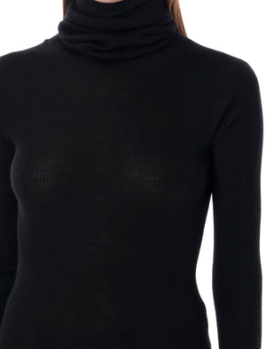 RICK OWENS Elegant Ribbed Long Sleeve Knit Turtleneck