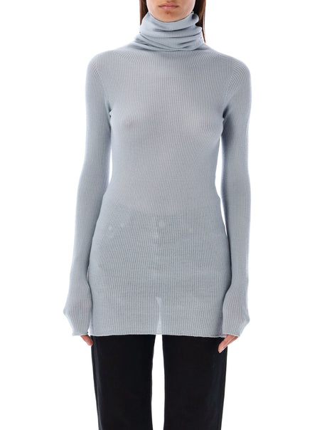 RICK OWENS Elegant Ribbed Long-Sleeve Turtleneck with Thumb Holes