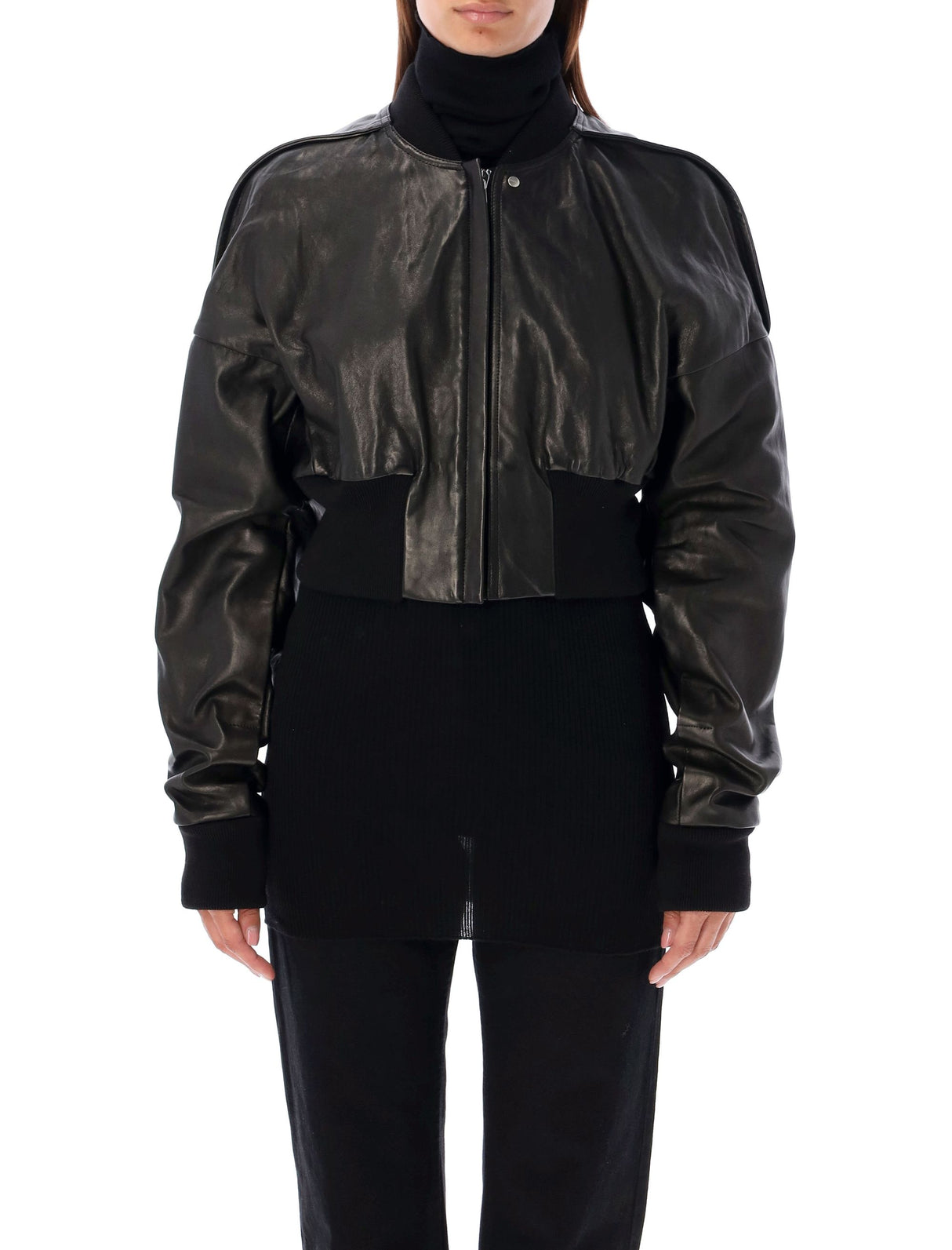 RICK OWENS Cropped Flight-Style Leather Jacket