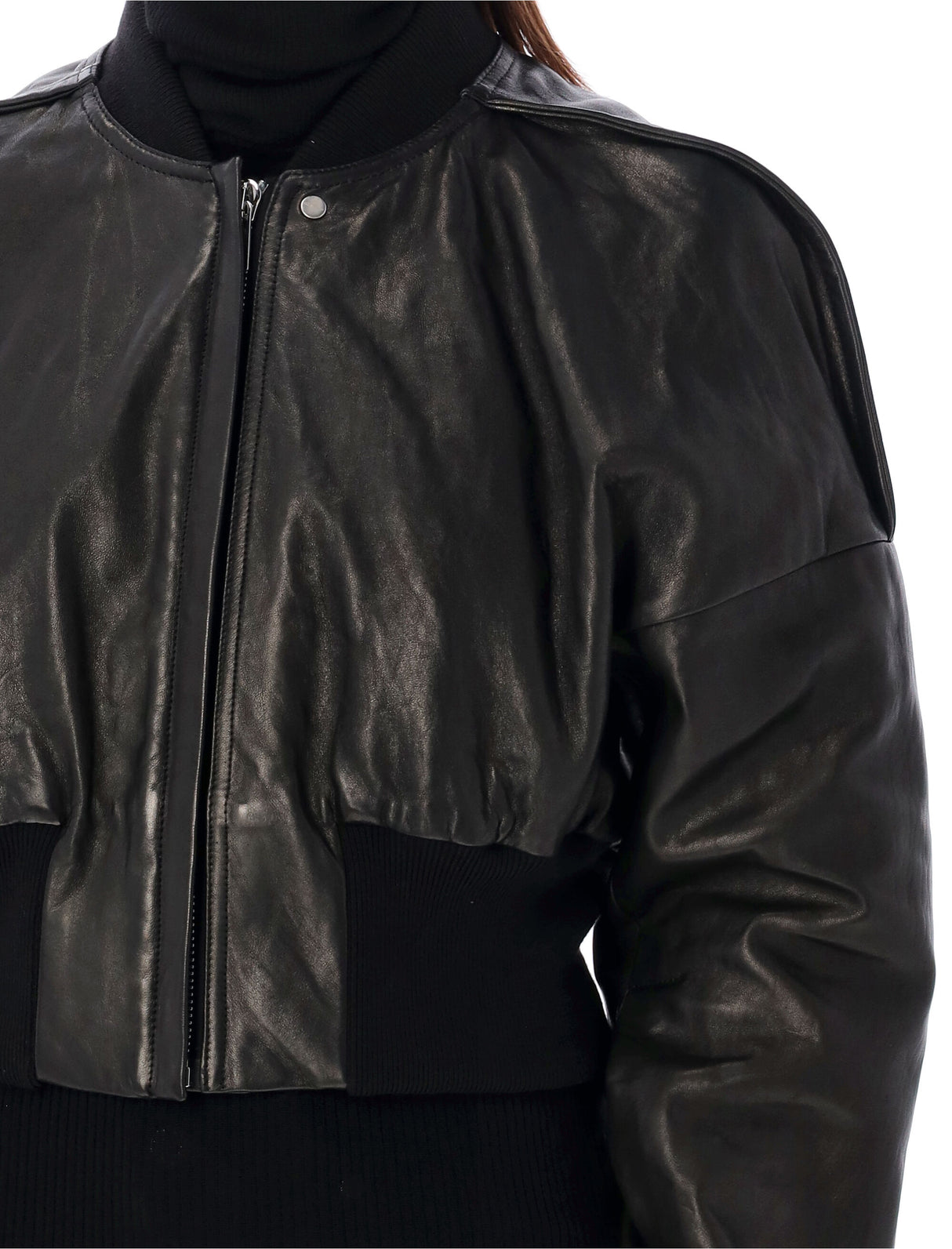 RICK OWENS Cropped Flight-Style Leather Jacket