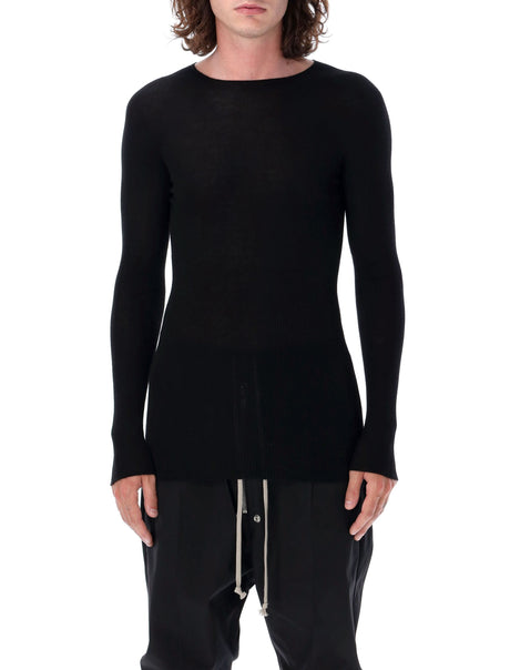 RICK OWENS Sleek Ribbed Wool Sweater - Long Sleeve Crewneck