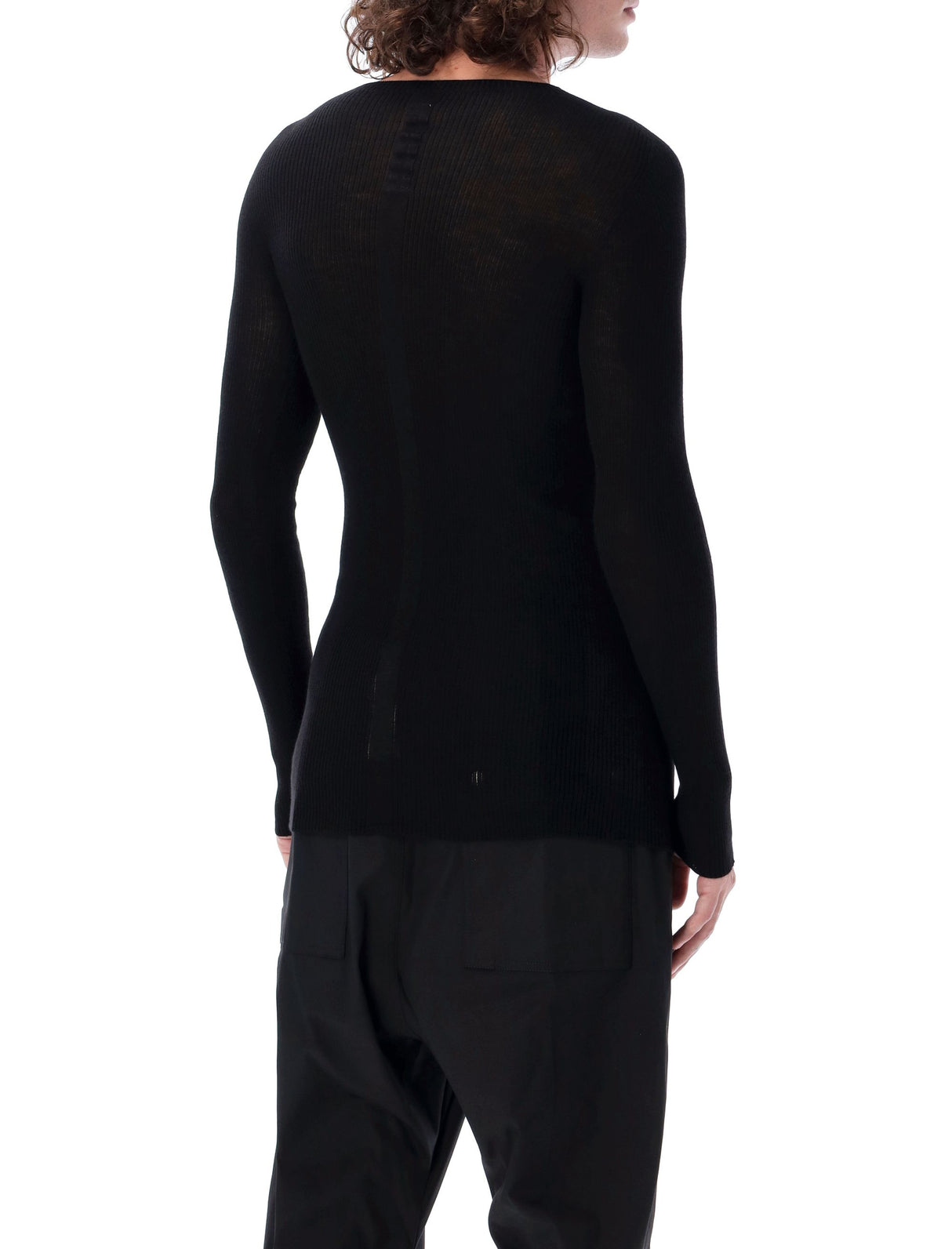 RICK OWENS Sleek Ribbed Wool Sweater - Long Sleeve Crewneck