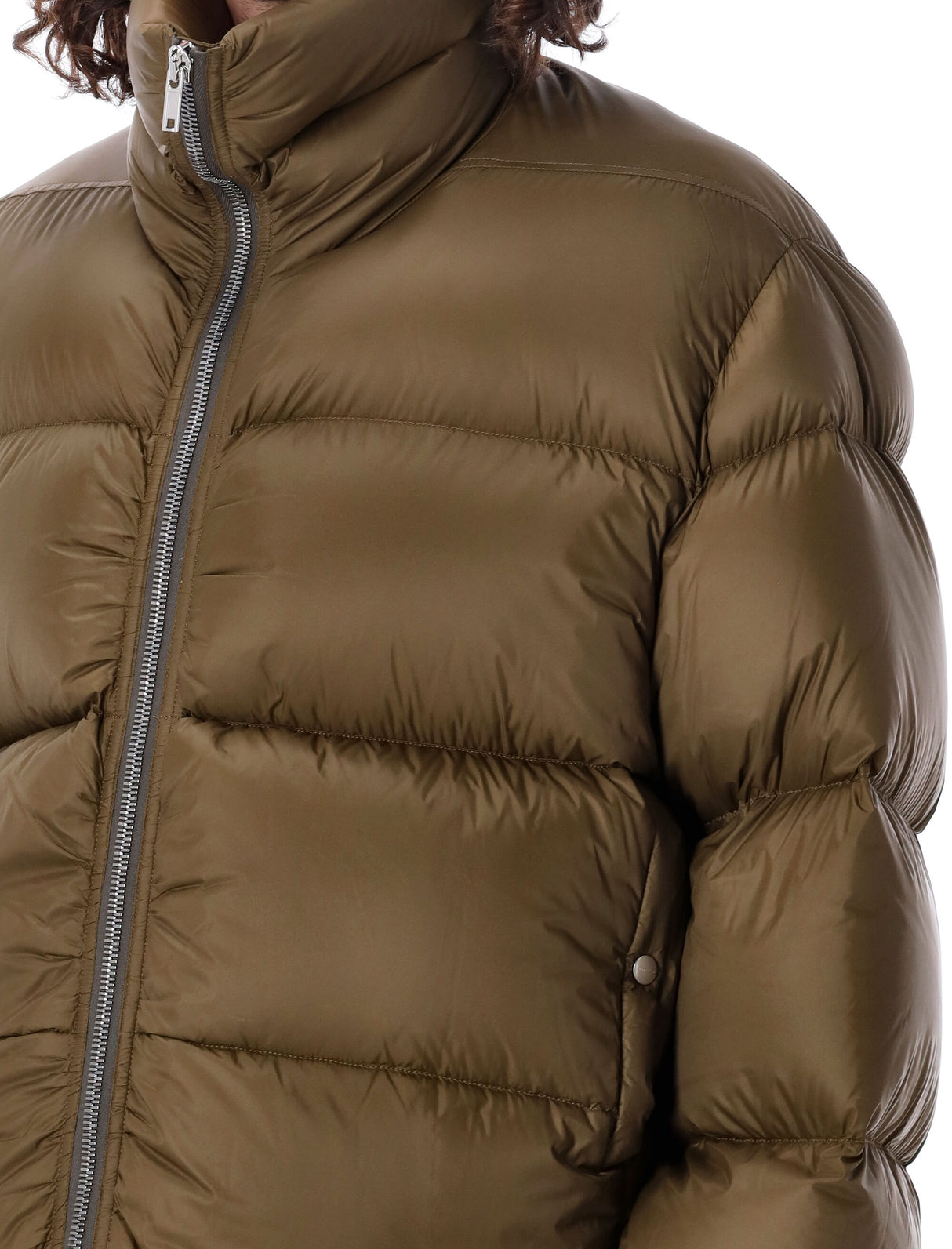 RICK OWENS High-Neck Down Jacket with Sleek Design