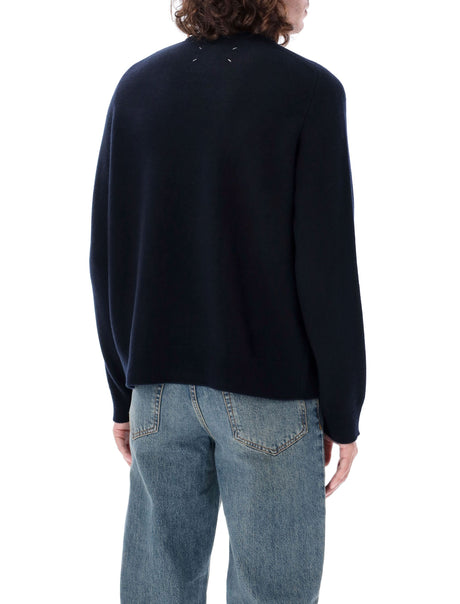 MAISON MARGIELA Elegant Navy Wool Crew Neck Sweater