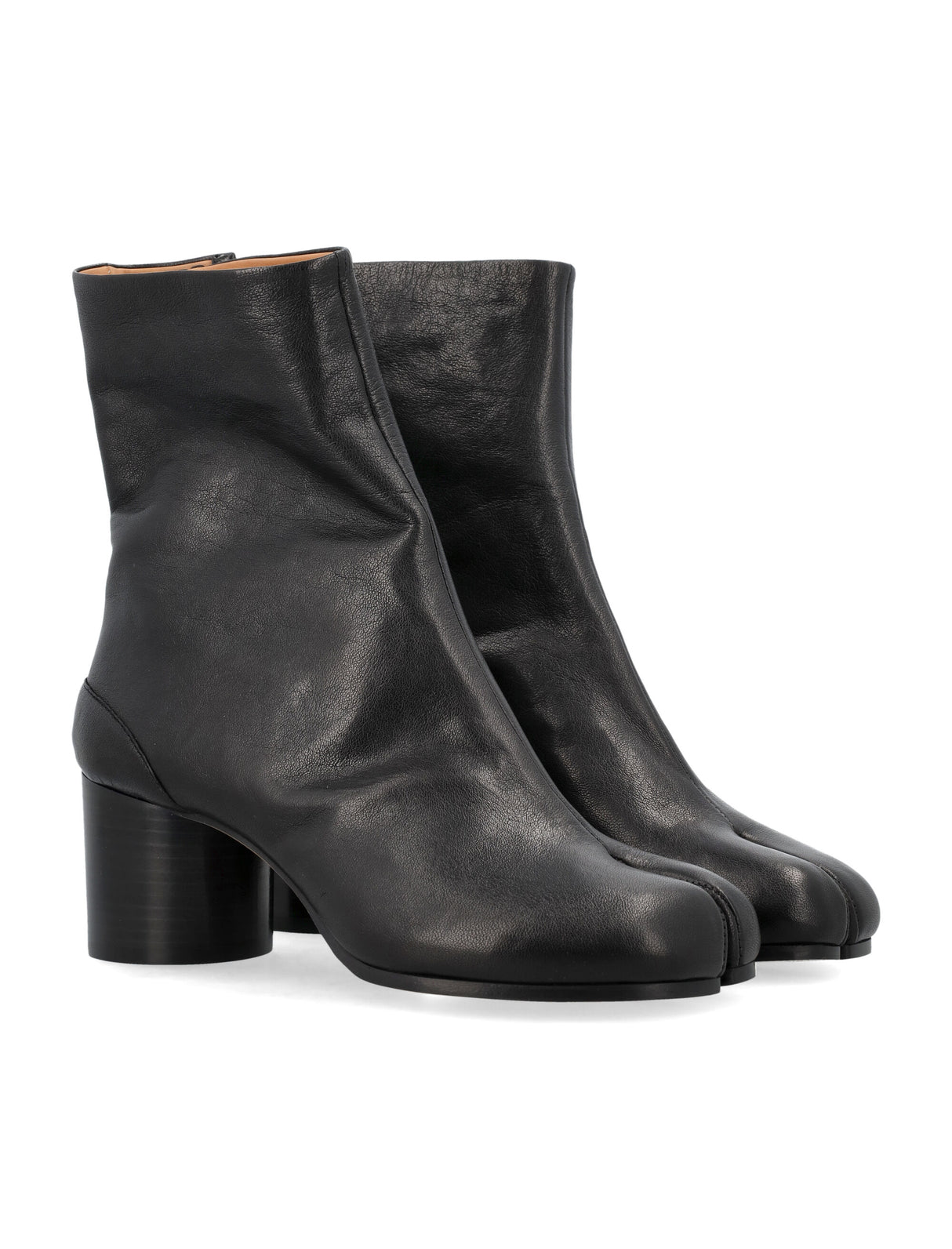 MAISON MARGIELA Split-Toe Leather Ankle Boots with Mid-Height Heel