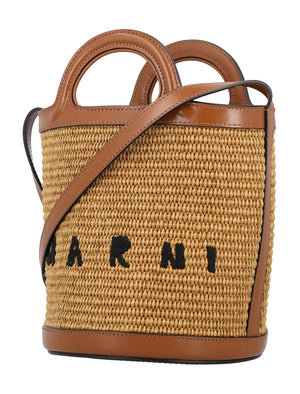 MARNI Tropical Mini Bucket Bag with Leather Accents