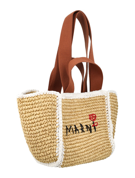 MARNI Chic Mini Shopper in Raffia-Style Weave - 22x22x13cm