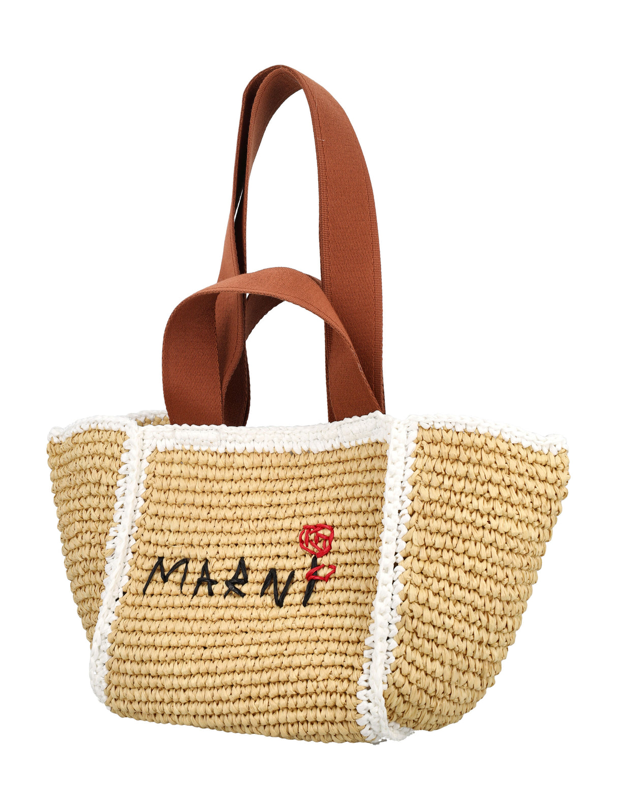 MARNI Chic Mini Shopper in Raffia-Style Weave - 22x22x13cm