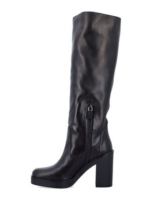 STUART WEITZMAN Knee-High Block Heel Boots with Platform - 8 cm