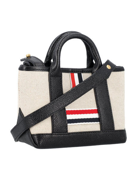 THOM BROWNE Elegant Mini Tote Handbag with Tricolor Lining - 13.5cm x 18cm x 8cm