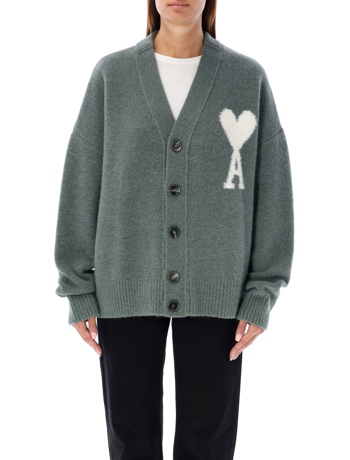 AMI PARIS Oversized V-Neck Cardigan for Women - Relaxed Fit