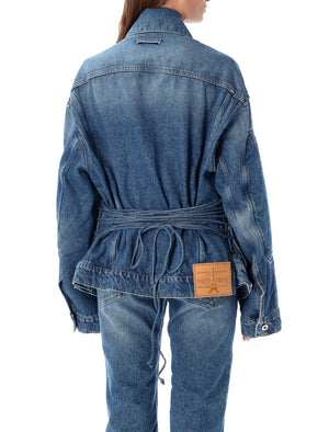 JEAN PAUL GAULTIER Oversized Denim Jacket with Lacing - Size S