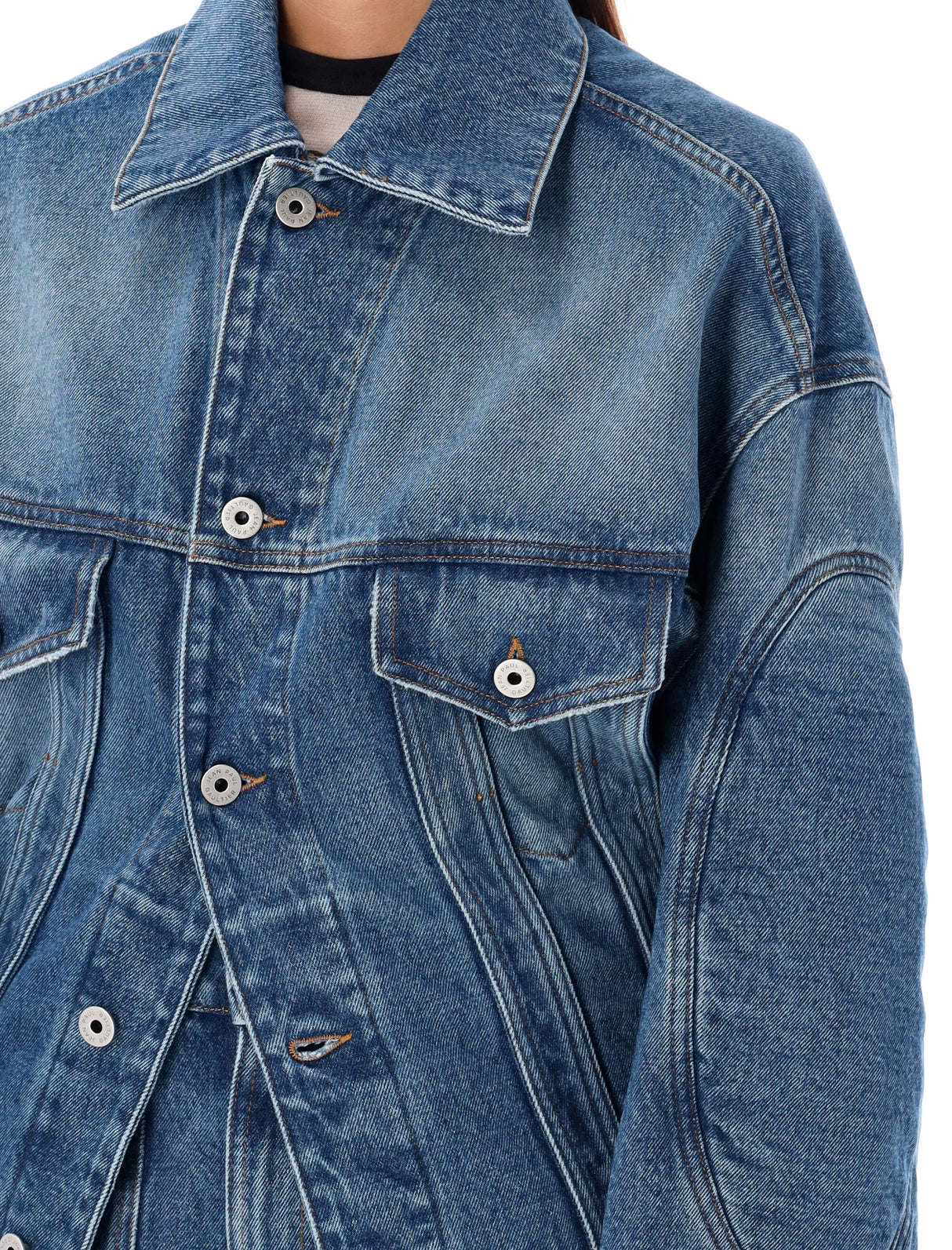 JEAN PAUL GAULTIER Oversized Denim Jacket with Lacing - Size S