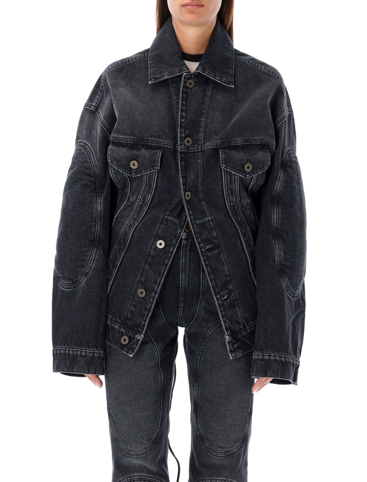 JEAN PAUL GAULTIER Oversized Denim Jacket with Lacing - Size S