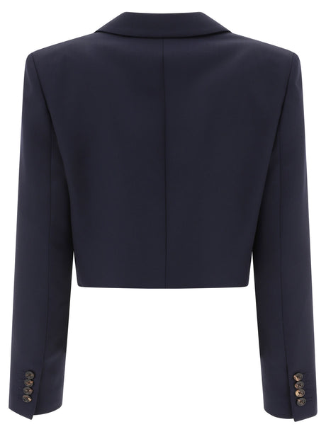 CHLOÉ CROPPED "SPENCER" JACKET IN WOOL GRAIN OF POUDRE