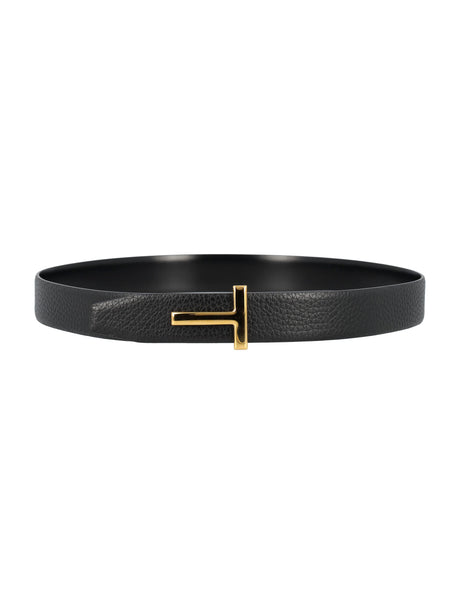 TOM FORD Reversible Grain Leather Mini Belt with Gold-Tone Buckle - 3cm