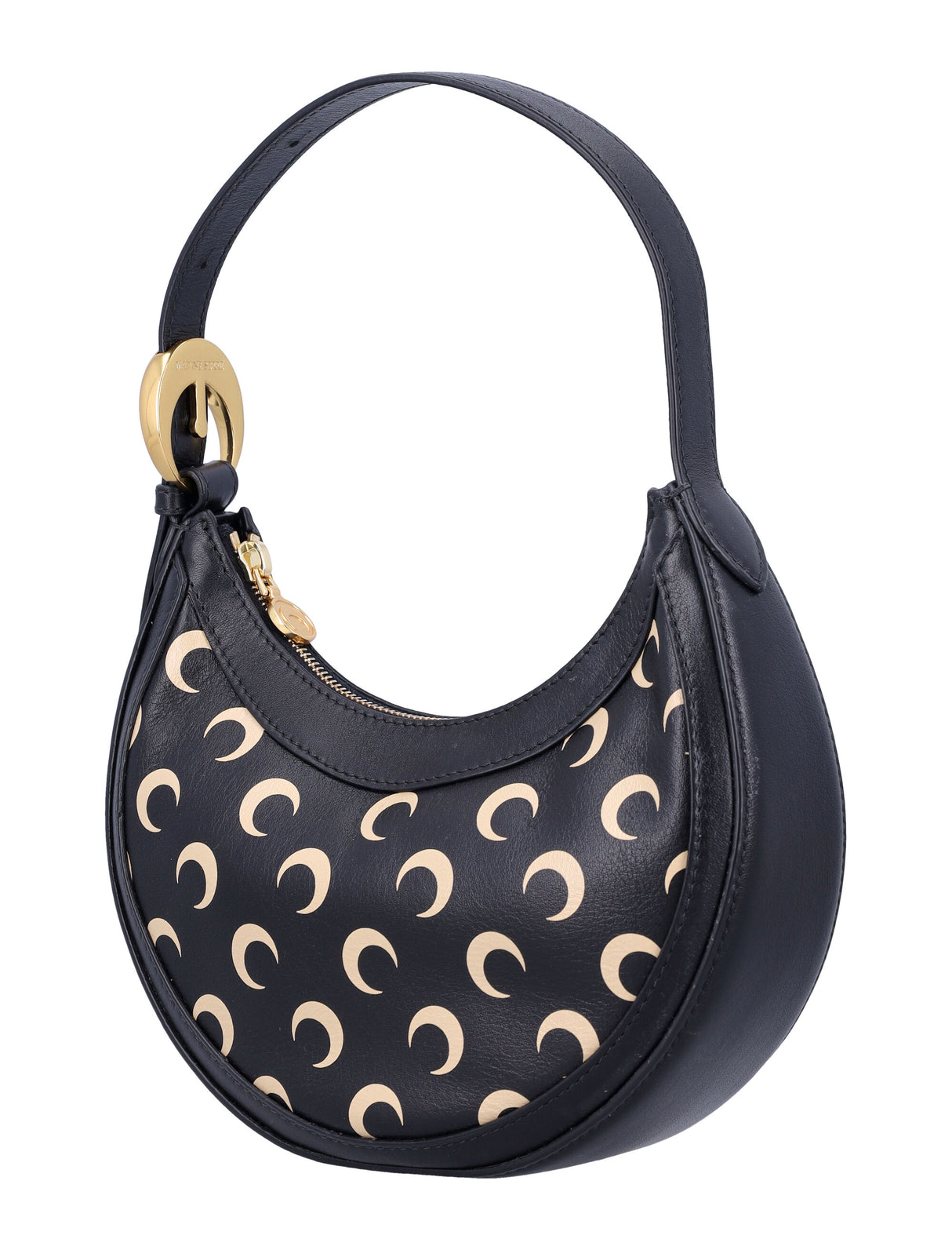 MARINE SERRE Elegant Mini Leather Handbag with Moon Engravings