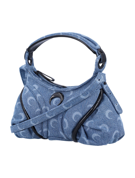 MARINE SERRE Futura Moon Laser Denim Mini Handbag