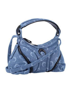 MARINE SERRE Futura Moon Laser Denim Mini Handbag