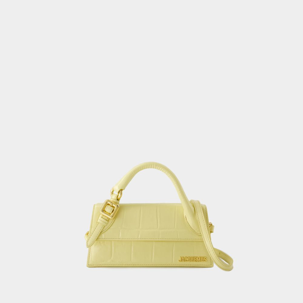 JACQUEMUS Spring/Summer 2024 Mini Loop Yellow Calfskin Cotton Handbag for Women