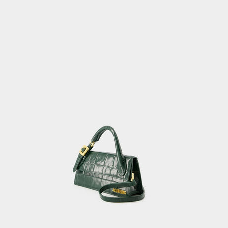 JACQUEMUS Women's Mini Loop Handle Green Calfskin Cotton Handbag SS24