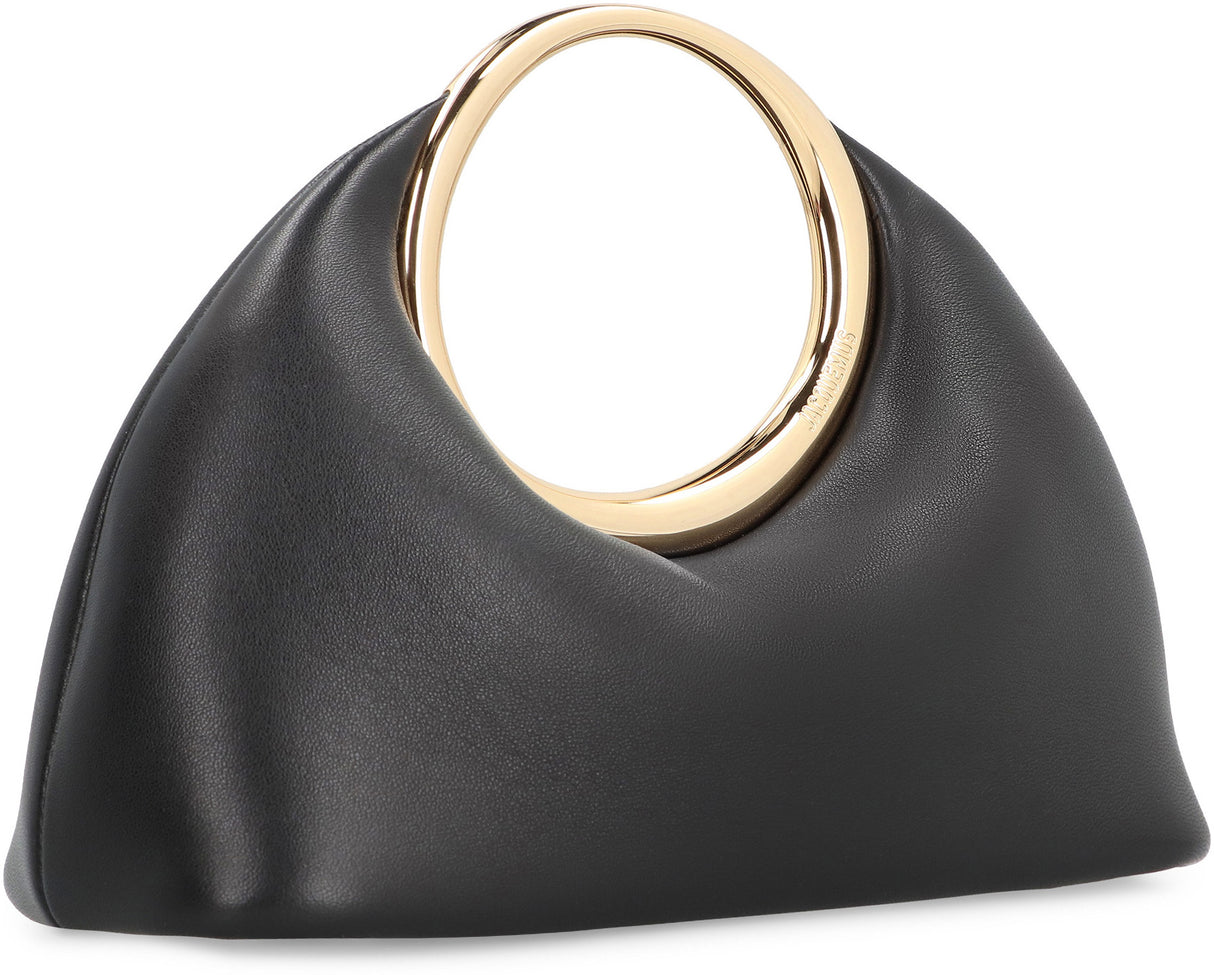 JACQUEMUS Sophisticated Black Leather Top Handle Handbag for Women