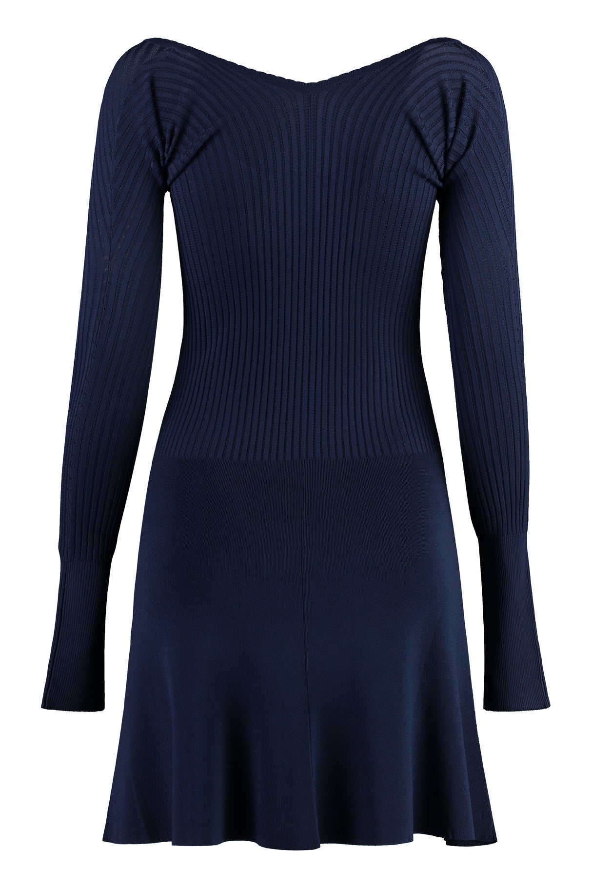 JACQUEMUS Blue Knit Mini-Dress with V-Neck and Flared Hem for Women - SS24