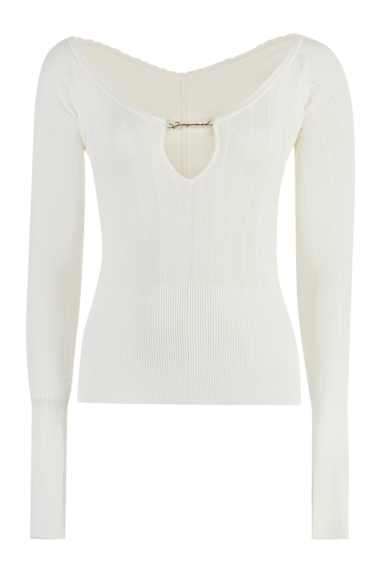 JACQUEMUS White Knit Viscose-BLEND TOP for Women (SS24)