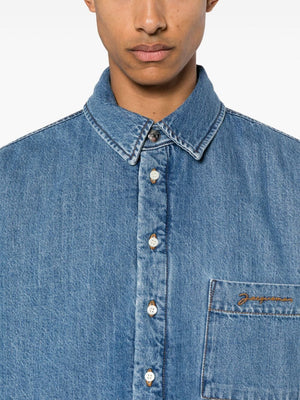 JACQUEMUS Men's Cotton Tabac Blue Shirt