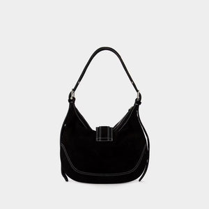 OSOI Elegant Midnight Black Leather Hobo Shoulder Bag