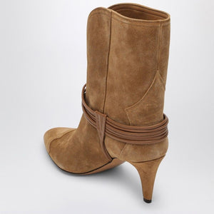 ISABEL MARANT  LOW COGNAC-COLOURED SUEDE BOOT