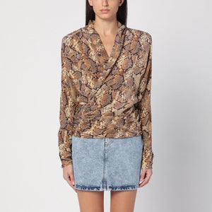 ISABEL MARANT Snake Print Deep V-Neck Blouse