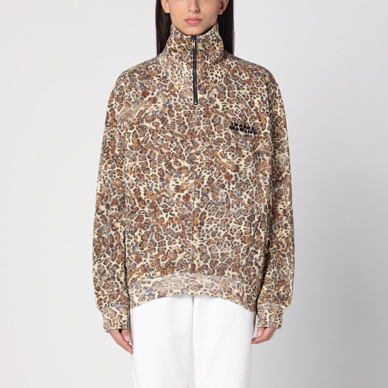 ISABEL MARANT  WILDA SWEATSHIRT WITH LEOPARD PRINT