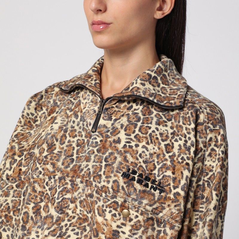 ISABEL MARANT  WILDA SWEATSHIRT WITH LEOPARD PRINT