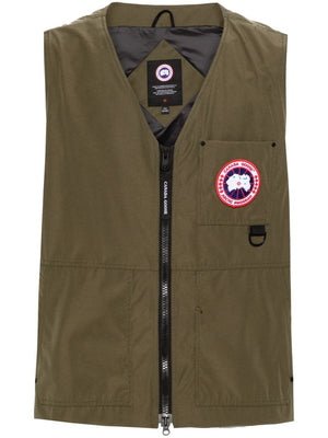 CANADA GOOSE Men's Khaki Lightweight V-Neck Vest